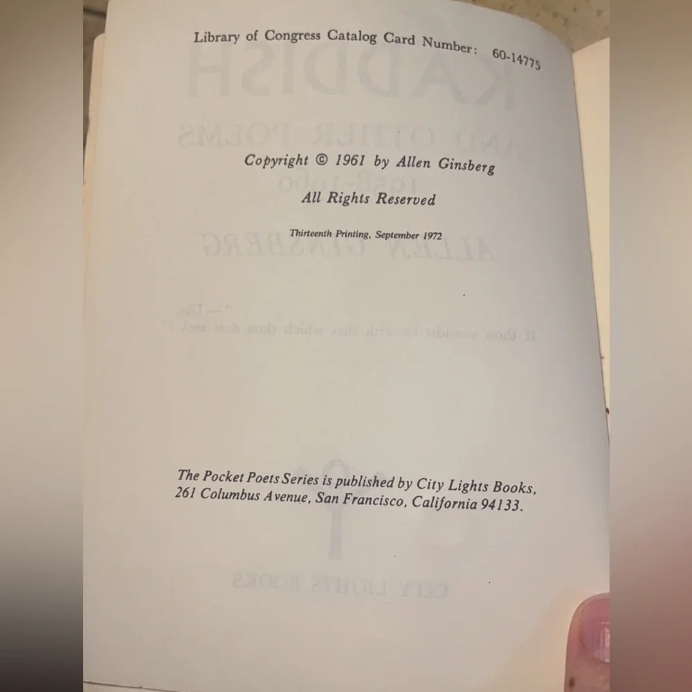 Kaddish And Other Poems Book By: Allen Ginsberg - Picture 4 of 4